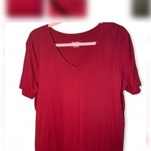Eddie Bauer Women's Deep Red V-Neck Tee